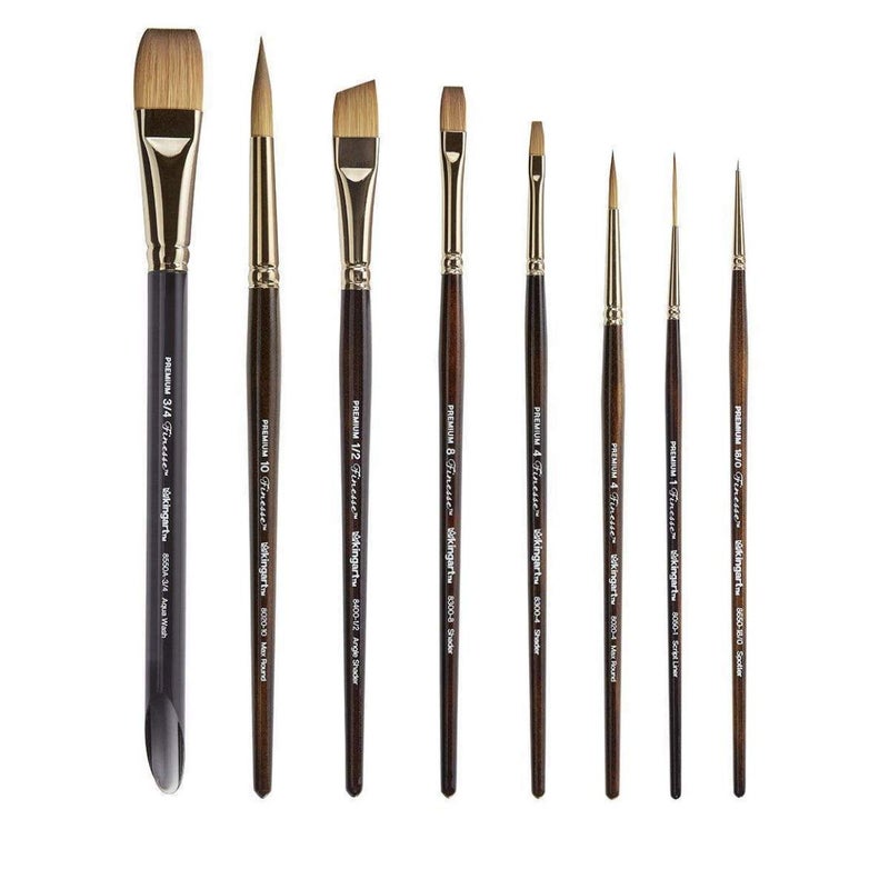 KINGART 1010A Premium 8 Pc. Finesse Watercolor Artist Brush Set, Synthetic Kolinsky Sable for Watercolor, Gouache, Oil, and Acrylic Paints, Short Handle, Gift Boxed, Set of 8 - Image 5